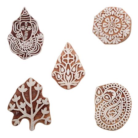 Set of 5 Piece New Mix Wooden Printing Blocks
